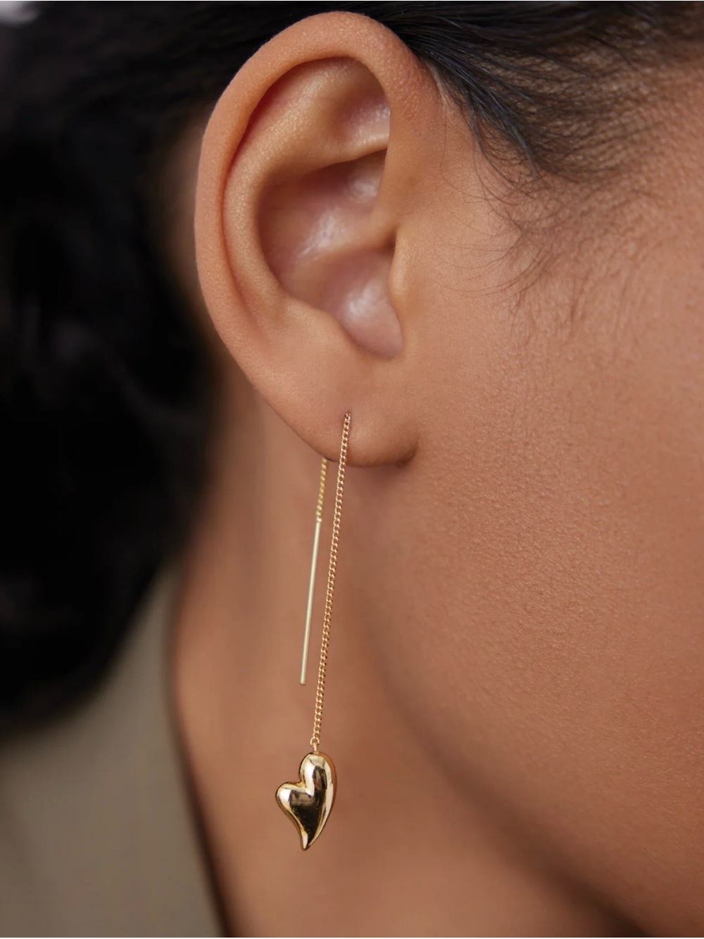 Jenny Bird Puffy Heart Threader Earrings